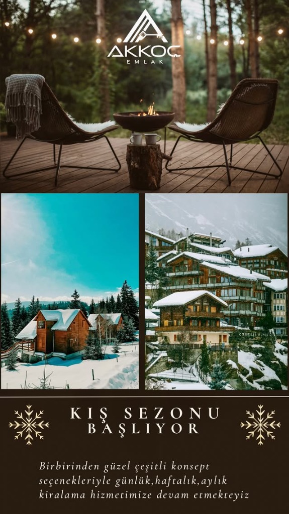Akkoç Emlak - Kış sezonu konsept kiralık şömineli ve korunaklı villalar